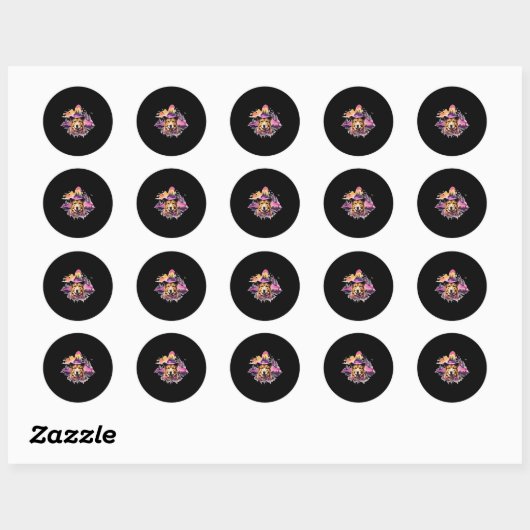 Hond Roze Halloween 2 Ronde Sticker (Vel)