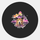 Hond Roze Halloween 2 Ronde Sticker (Voorkant)