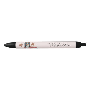 Hond roze monogram zwarte inkt pen