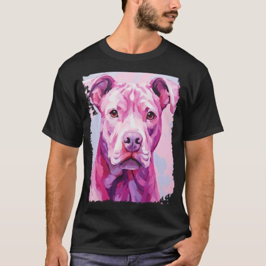 Hond Roze Pitbull T-shirt (Voorkant)