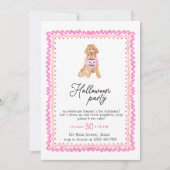 Hond Roze Preppy Pompoen Halloween Party Kaart (Voorkant)