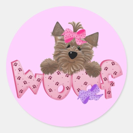 Hond Roze Tshirts en geschenken Ronde Sticker (Voorkant)