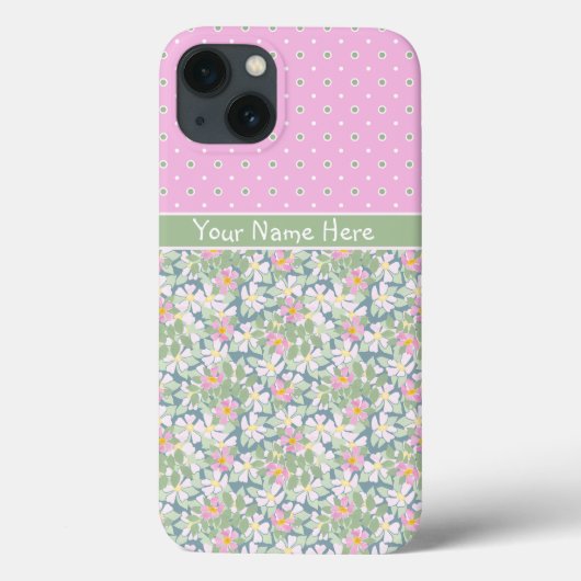 Hond Rozen op Navy, Polka's op Roze iPhone 6 Hoesj Case-Mate iPhone Case (Achterkant)