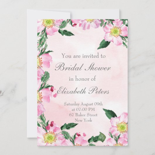 Hond Rozen op roze bruids douche uitnodiging (Voorkant)