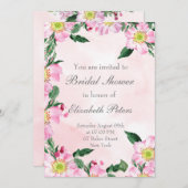 Hond Rozen op roze bruids douche uitnodiging (Voorkant / Achterkant)