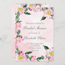 Hond Rozen op roze bruids douche uitnodiging