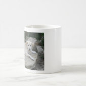 Hond rustend op een rots koffiemok (Center)