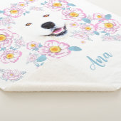 Hond Samojeed en roze bloemen Sherpa Deken (3/4)