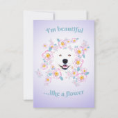Hond Samoyed en roze bloemen Platte Wenskaart Kaart (Voorkant)