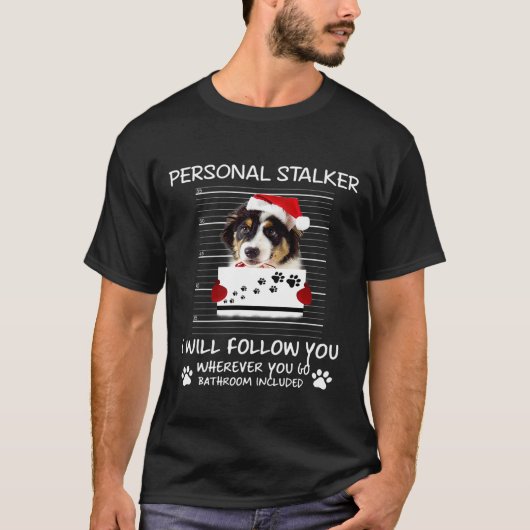 hond Santa Hat Personal Stalker Xmas T-shirt (Voorkant)