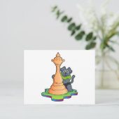 Hond schaakt met schaakstuk Koningin Briefkaart (Staand voorkant)