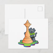 Hond schaakt met schaakstuk Koningin Briefkaart (Voorkant / Achterkant)