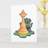 Hond schaakt met schaakstuk Koningin Kaart (Gele Bloem)