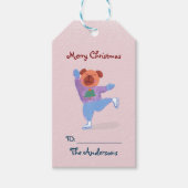 Hond Schaatsen Blush Roze Kerstmis Cadeaulabel (Voorkant)