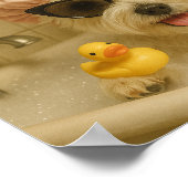 hond schattig badkamer decor grappig poster (Hoek)
