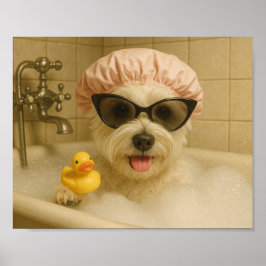 hond schattig badkamer decor grappig  poster