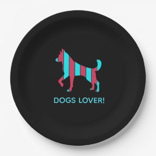Hond - Schattig Huisdier Pop Art, Blauw & Rood Abs Papieren Bordje