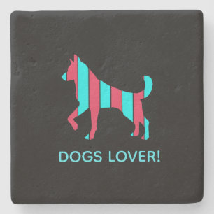 Hond - Schattig Huisdier Pop Art, Blauw & Rood Abs Stenen Onderzetter