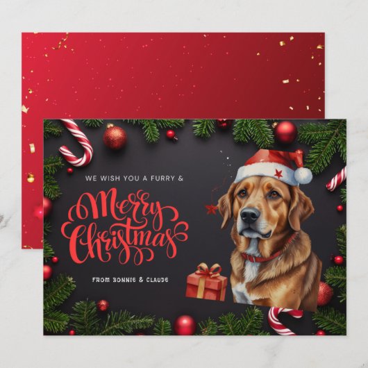 Hond schattig kerstkaart (Voorkant / Achterkant)