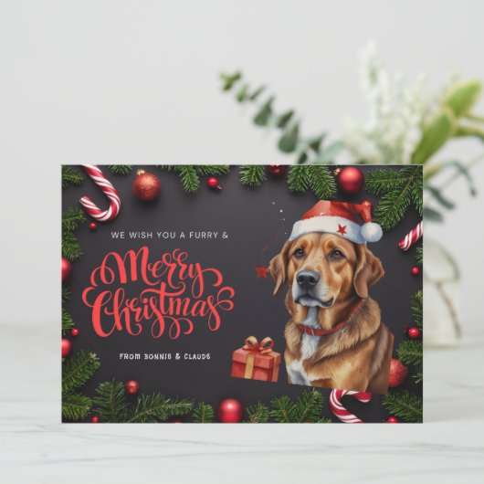 Hond schattig kerstkaart (Staand voorkant)