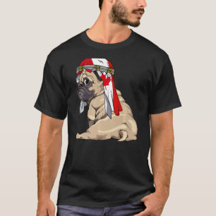 Hond Schattig Pug Retro Canada Vlag Trots T-shirt