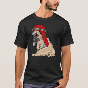 Hond Schattig Pug Retro Marokko Vlag Trots T-shirt