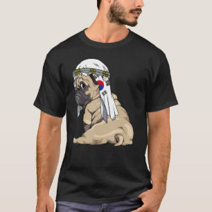 Hond Schattig Pug Retro Zuid-Korea Vlag Trots T-shirt