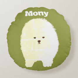 Hond, Schattige Pomeranian Fluffy Pet Art Ronde ku Rond Kussen