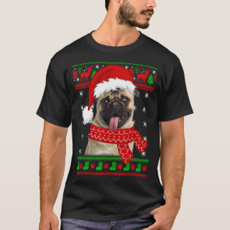 Hond Schattige Pug Kerstman Hoed Verschrikkelijke T-shirt