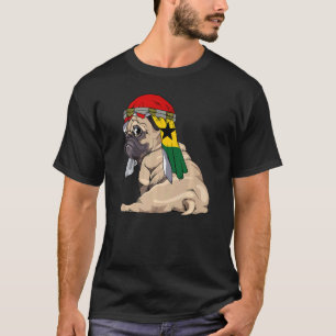 Hond Schattige Pug Retro Ghana Vlag Trots T-shirt