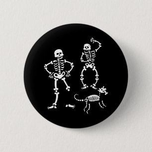 Hond Schedel Skelet Hardlopen Halloween Kostuum Pa Ronde Button 5,7 Cm