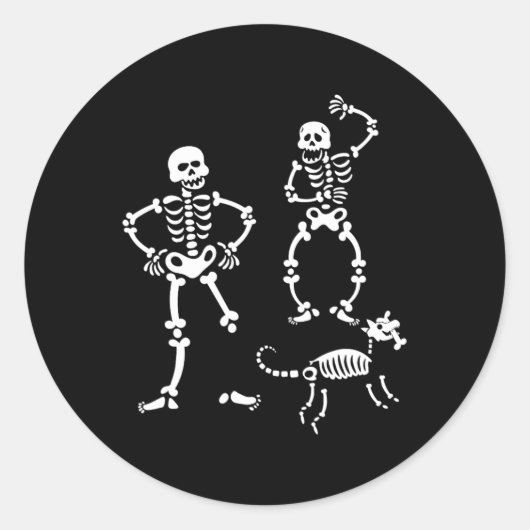 Hond Schedel Skelet Hardlopen Halloween Kostuum Pa Ronde Sticker (Voorkant)