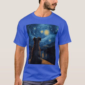 Hond Schilderij Kunst Sterrennacht Hond Vincent Va T-shirt