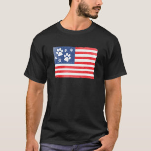  hond schildert katten Prints Amerikaanse vlag T-shirt