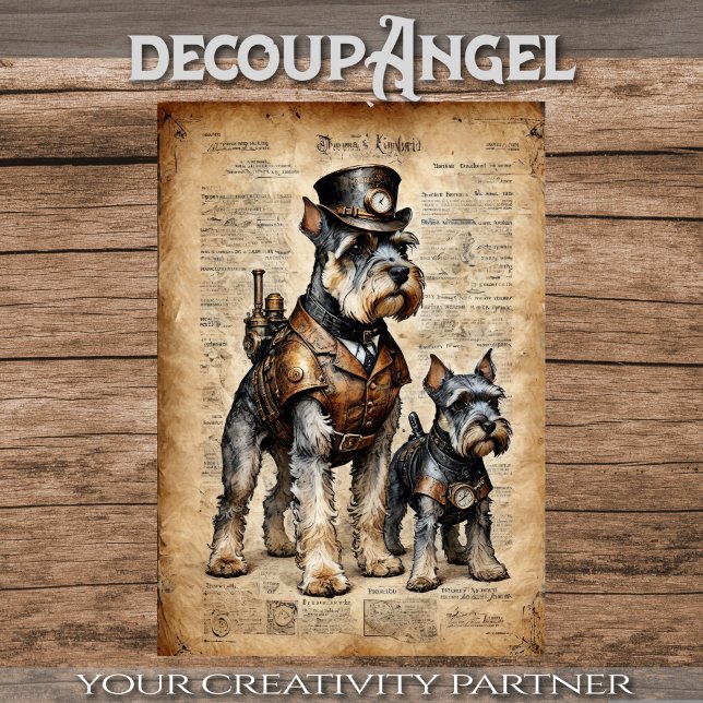 Hond Schnautzer Explorers Ephemera Decoupage - (Creator heeft geüpload)