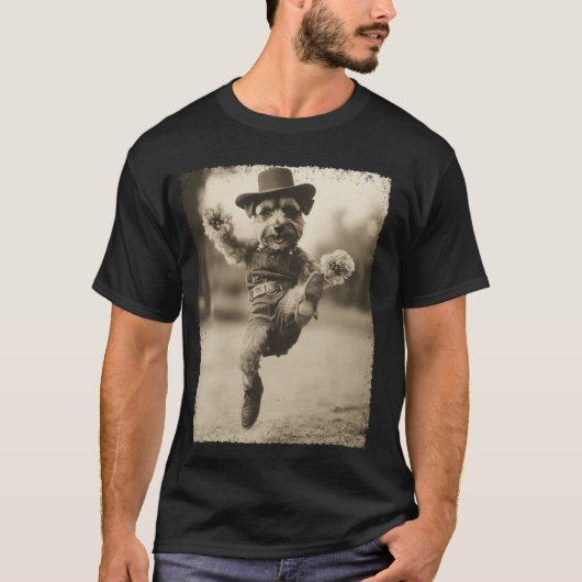 Hond Schnauzer Grappige Cowboy T-shirt (Voorkant)