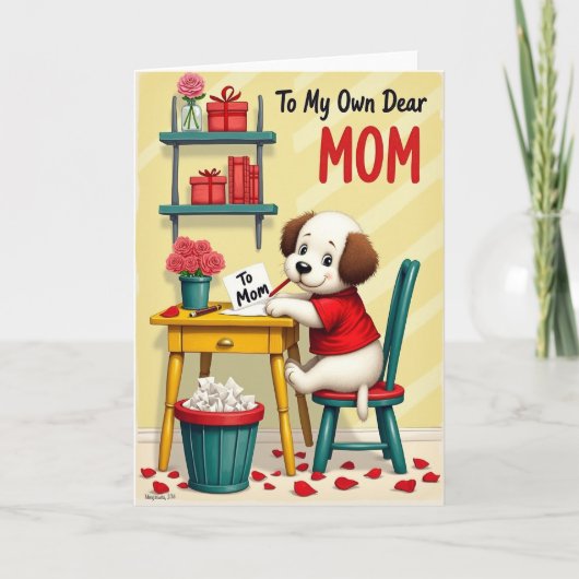 Hond Schrijft Kaart Aan Moeder (Voorkant)