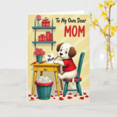 Hond Schrijft Kaart Aan Moeder (Gele Bloem)