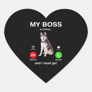 Hond | Siberian Husky My Baas belt en ik moet: Hart Sticker