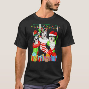 Hond Siberische Husky Kerst Soks Xmas Pyjama Pup T-shirt