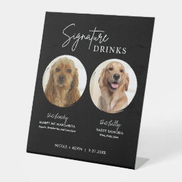Hond Signature Dranks Teken Zwart Bruiloft Bar Tek Reclamebord Met Voetstuk