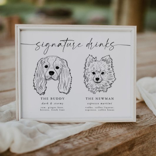Hond Signature Drinken Bruiloft Pet Bar Teken Poster