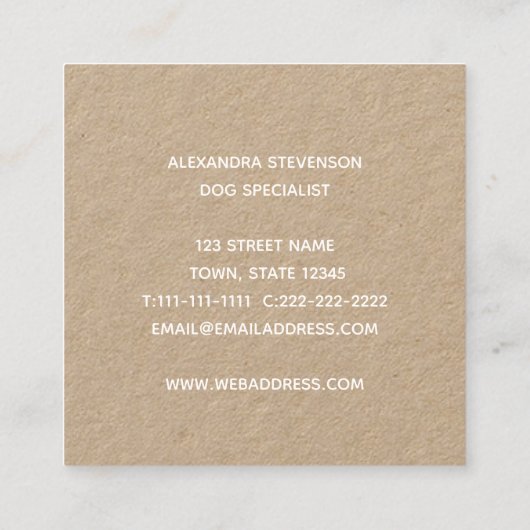 Hond silhouet, minimalistisch modern vierkante visitekaartje (Achterkant)