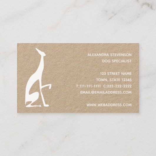 Hond silhouet, minimalistisch modern wit visitekaartje (Achterkant)