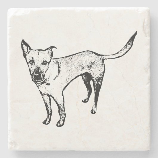 Hond Silhouet Onderzetter – Minimale Inktlijn (Voorkant)