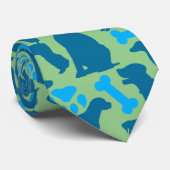 Hond silhouet Pattern.Blue.04 LGreen BG Stropdas (Opgerold)