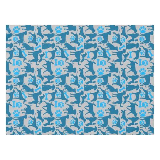 Hond silhouet Pattern.Blue.04 LGrey BG Tafelkleed (Voorkant (Horizontaal))