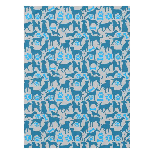 Hond silhouet Pattern.Blue.04 LGrey BG Tafelkleed (Voorkant)