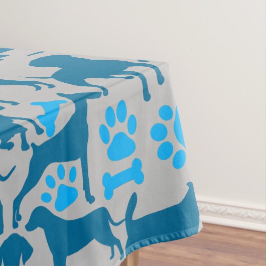 Hond silhouet Pattern.Blue.04 LGrey BG Tafelkleed (Voorbeeld)