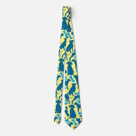 Hond silhouet Pattern.Blue.04 LYellow BG Stropdas (Achterkant)